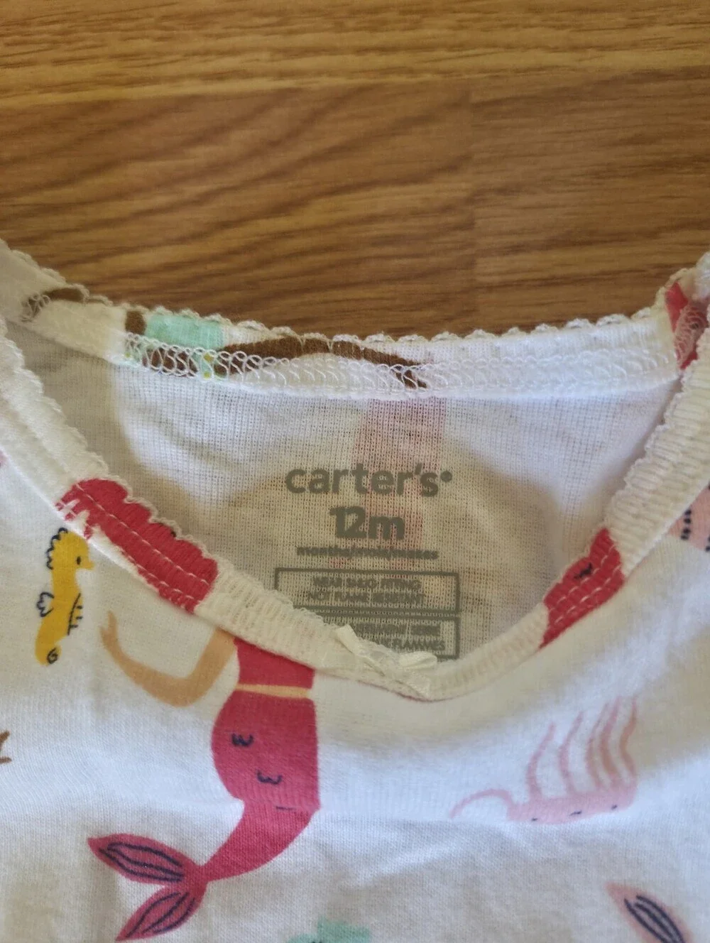 Carter's Girls Set 12M Mermaid Tshirt Pink Pants Bow Summer Beach Ocean Baby NEW